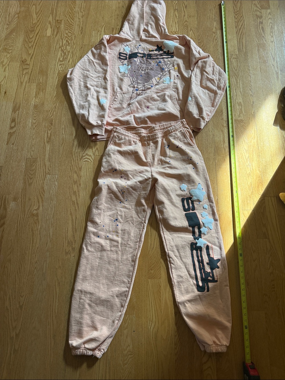 Peach Bellini Graphic Hoodie & Jogger Pajama Set for Men